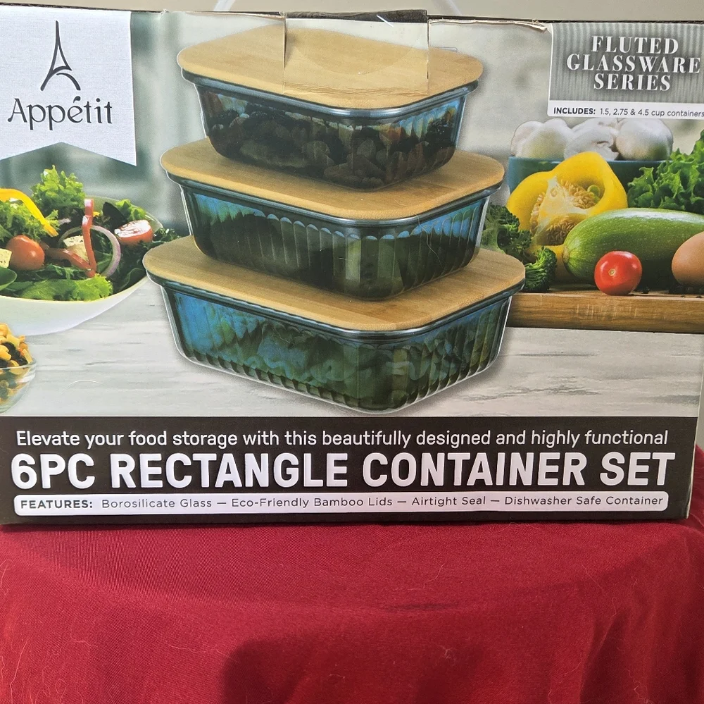 Glassware Rectangle Container Set - Blue - Picture 2 of 4